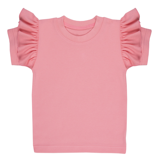 Bawełniana koszulka z falbankami przy rękawach.